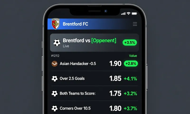 Professional betting interface showing various market options for Brentford home matches including match result, Asian handicap and over goals markets