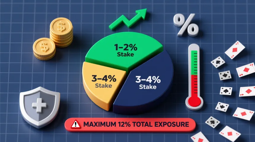 Financial infographic showing proper bankroll management strategy and stake distribution for Brentford goals market betting