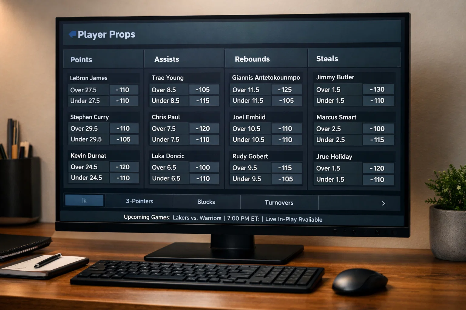 Football player statistics displayed on betting interface