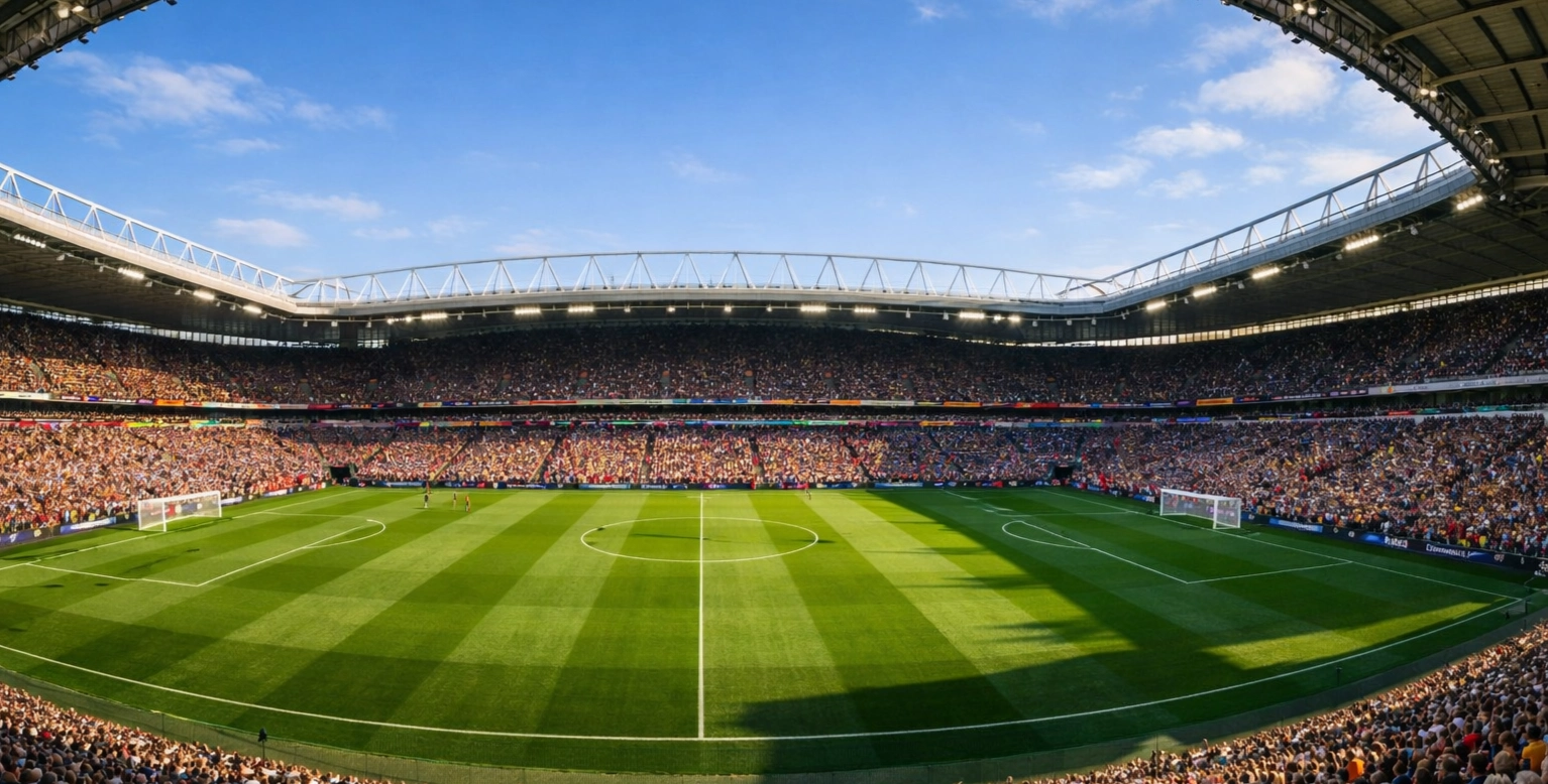 Football stadium panoramic view during Premier League match day