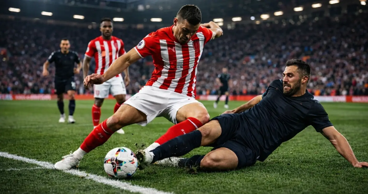 Two football teams competing in a Premier League rivalry match